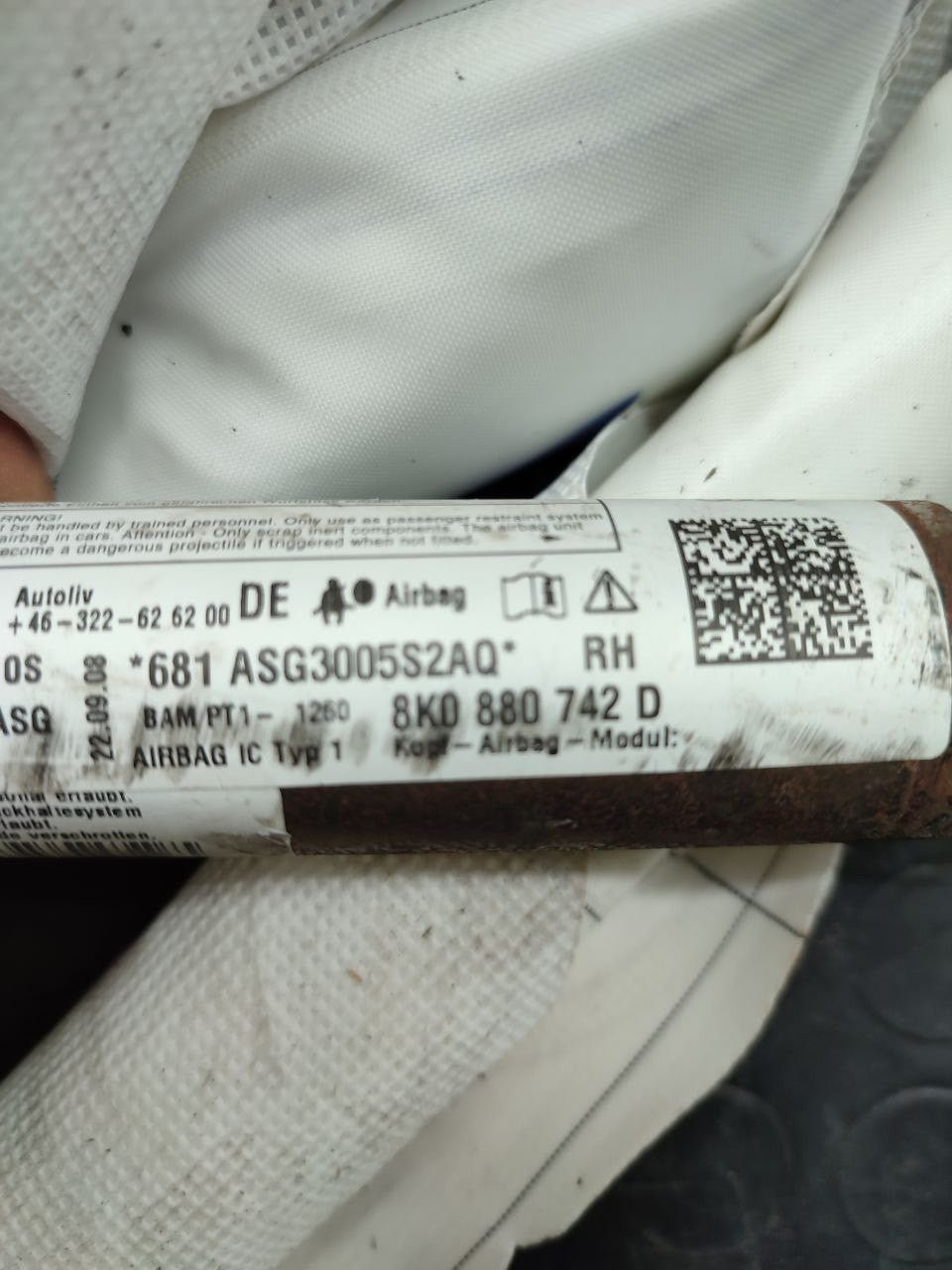 Airbag A Tendina Destro Dx Lato Passeggero Audi A4 ( '08 - '12 ) cod : 8K0880742D - F&P CRASH SRLS - Ricambi Usati