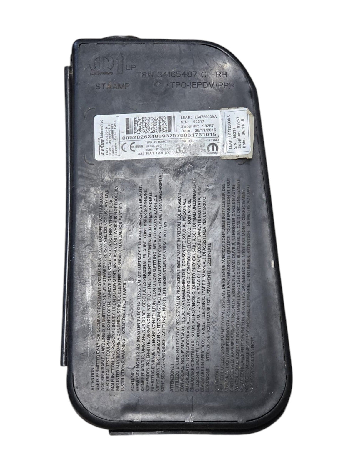 Airbag Sedile Anteriore Destro Fiat 500 X Cod:34165487 (2014 - &gt;) - F&amp;P CRASH SRLS - Ricambi Usati