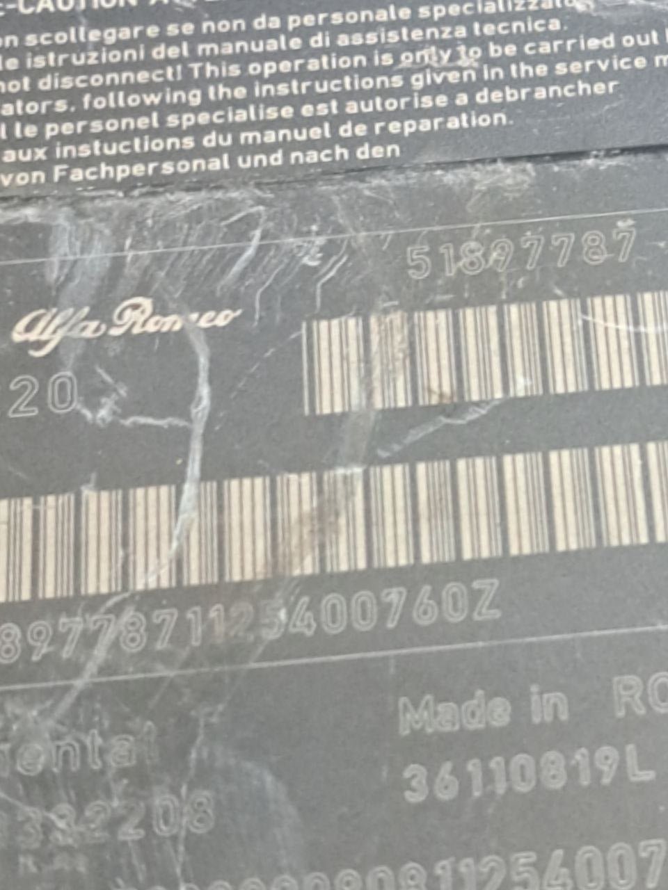 Centralina Airbag Fiat Punto EVO (2012) COD:51897787 - F&P CRASH SRLS - Ricambi Usati