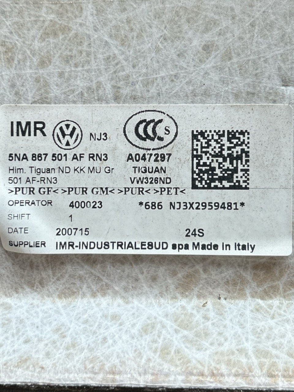 Cielo / Sotto Tetto Volkswagen Tiguan II (AD1) (2015 > ) cod.5NA867501AF - F&P CRASH SRLS - Ricambi Usati