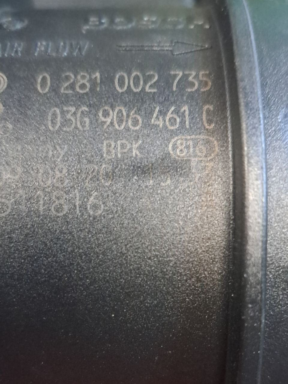 Debimetro / Flussometro Volkswagen Tiguan 5N / Volkswagen / Seat / Skoda 2.0 tdi (2010) COD:03G906461C - F&P CRASH SRLS - Ricambi Usati