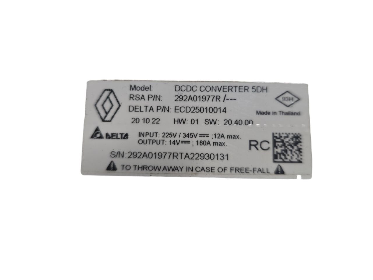 Inverter / Convertitore Di Corrente Renault Clio V (2019>) Cod : 292A01977R 1.6 Benzina - Hybrid - F&P CRASH SRLS - Ricambi Usati