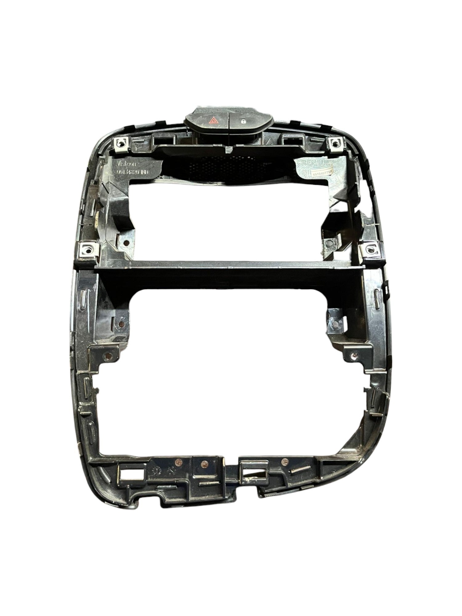 Mascherina / modanatura autoradio Centrale Renault Clio IV (2012 - 2019) cod.681046679R + pulsante d'emergenza + pulsante chiusura porte - F&P CRASH SRLS - Ricambi Usati