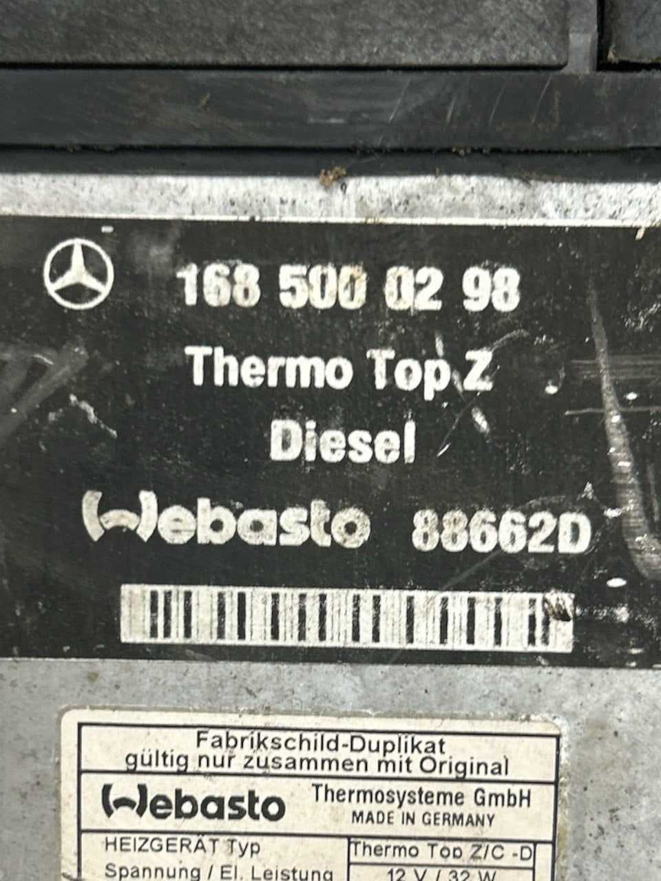 Mercedes Benz Classe A (W168) 1.7 Diesel (1997 > 2004) cod.1685000298 Motorino Riscaldamento Ausiliario / Stufa - F&P CRASH SRLS - Ricambi Usati