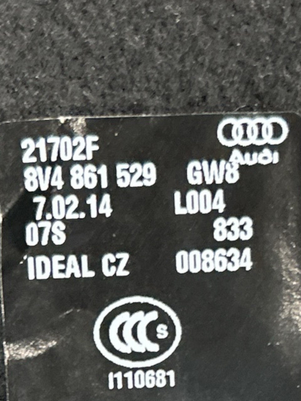 Ripiano / Cappelliera Bagagliaio Audi A3 (8V) (2012 > 2020) cod.8V4861529 - F&P CRASH SRLS - Ricambi Usati
