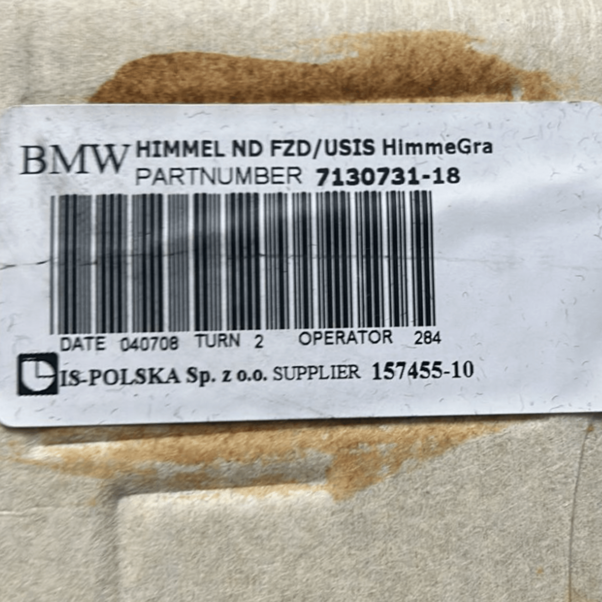 Sottotetto / Cielo BMW Serie 3 (E91) SW cod.7130731 - 18 (2005 > 2013) cod.7130731 cod.6951770 - F&P CRASH SRLS - Ricambi Usati